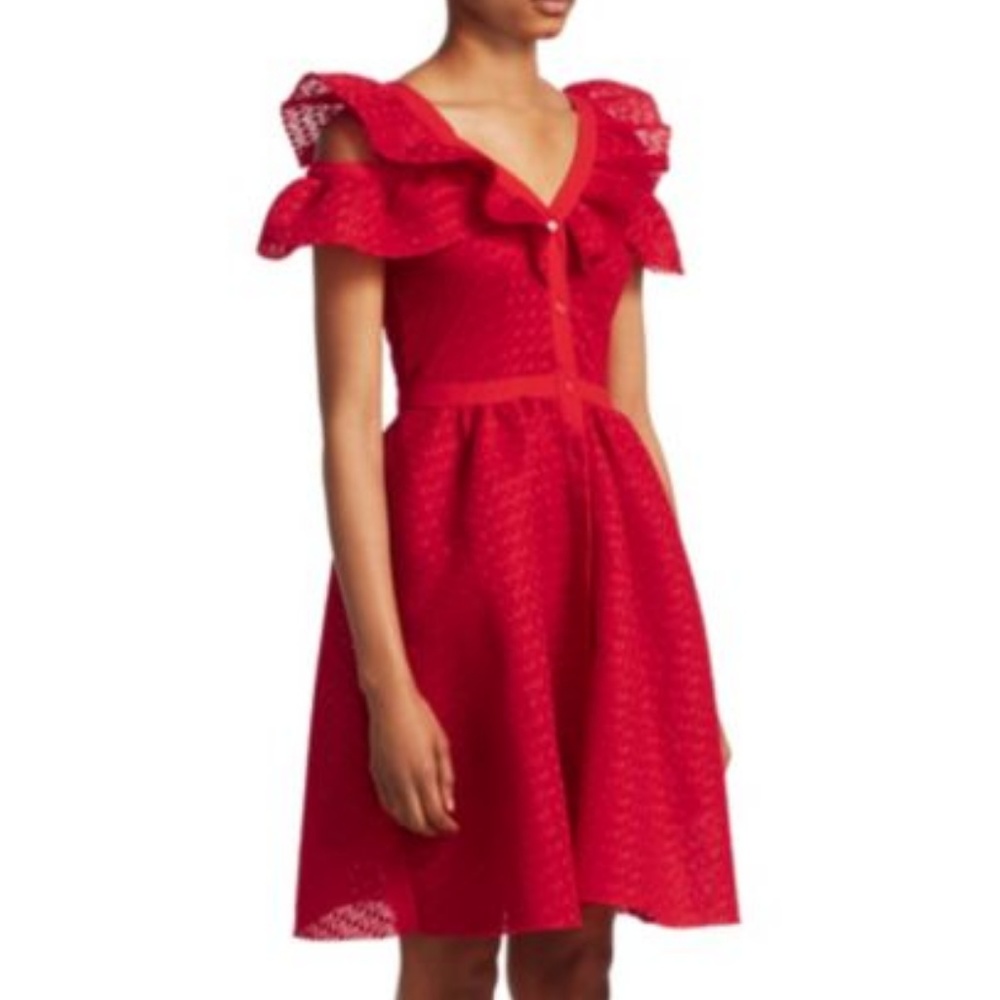 Maje Reglisse Lace Fit-And-Flare Dress, 2 - Picture 2 of 7